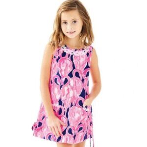 Lilly Pulitzer girls shift dress high tide via amor flamingo size 10 NWOT RARE